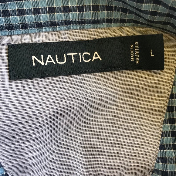 Nautica Men’s Dress Shirt Large Blue Long Sleeve - Picture 5 of 8